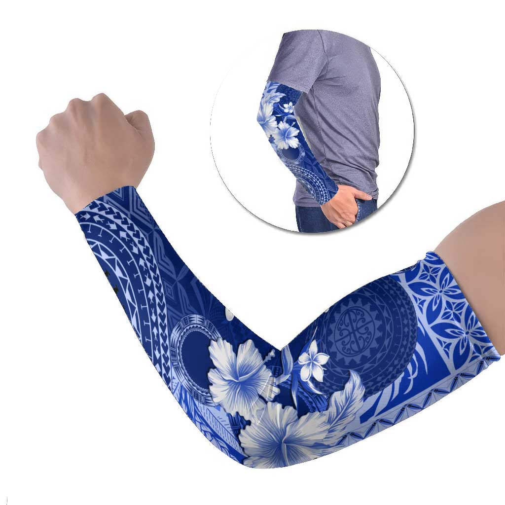 Samoa Siapo Pattern With Navy Hibiscus Arm Sleeves LT05