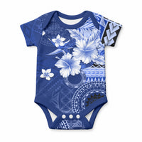 Samoa Siapo Pattern With Navy Hibiscus Baby Onesie