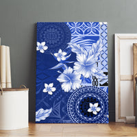 Samoa Siapo Pattern With Navy Hibiscus Canvas Wall Art LT05 - Polynesian Pride