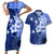 Samoa Siapo Pattern With Navy Hibiscus Couples Matching Short Sleeve Bodycon Dress and Hawaiian Shirt LT05 Navy - Polynesian Pride