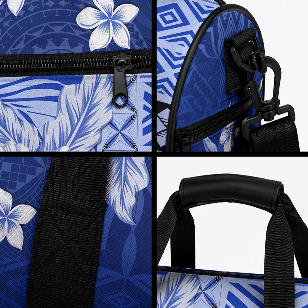 Samoa Siapo Pattern With Navy Hibiscus Duffle Bag