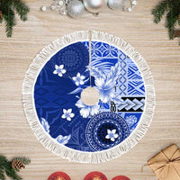 Samoa Siapo Pattern With Navy Hibiscus Tree Skirt LT05 Fringed Navy - Polynesian Pride