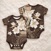 Samoa Siapo Pattern With Brown Hibiscus Baby Onesie