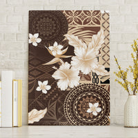 Samoa Siapo Pattern With Brown Hibiscus Canvas Wall Art LT05 Without Frame Brown - Polynesian Pride