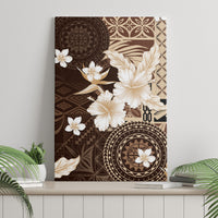 Samoa Siapo Pattern With Brown Hibiscus Canvas Wall Art LT05 - Polynesian Pride