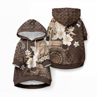 Samoa Siapo Pattern With Brown Hibiscus Pet Hoodie