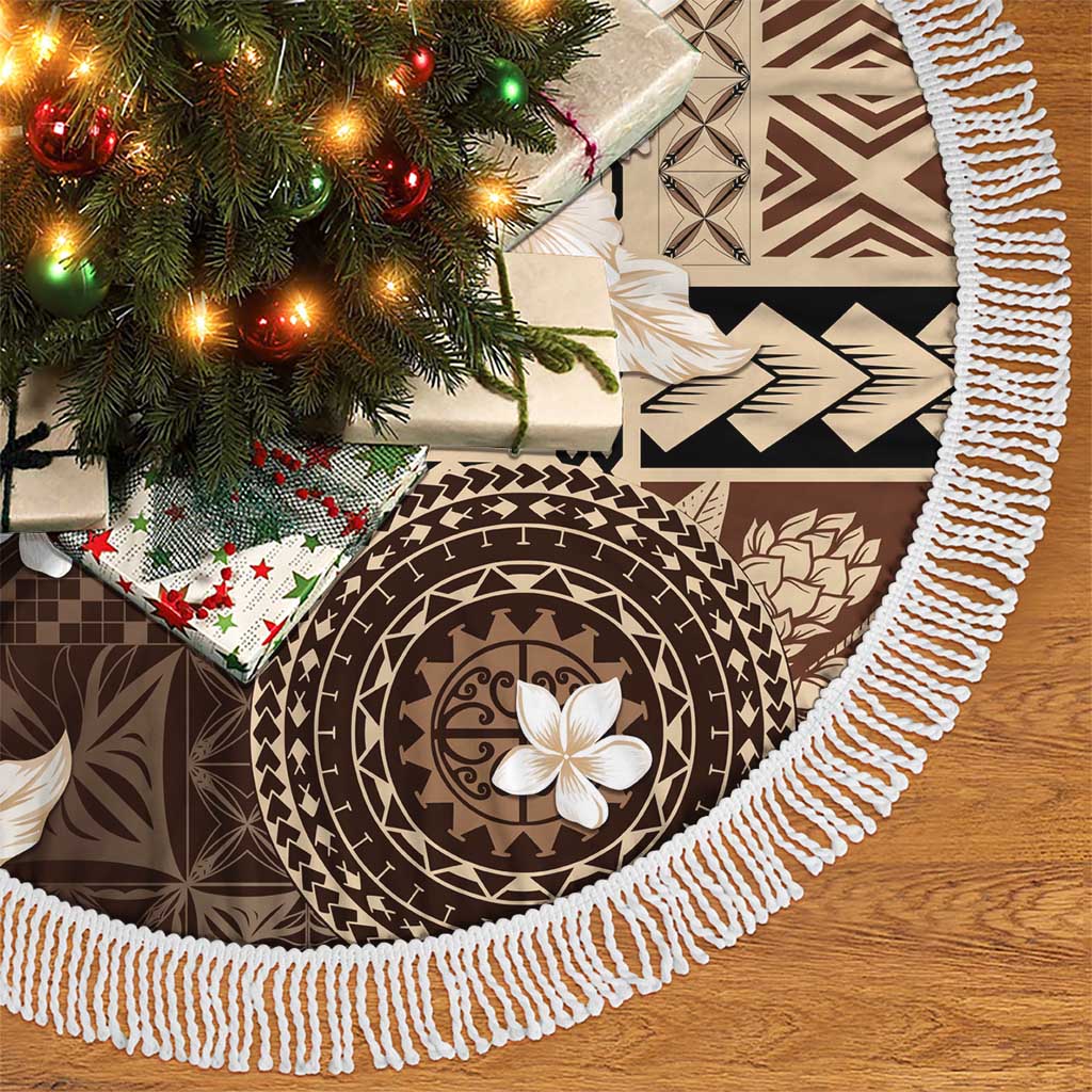 Samoa Siapo Pattern With Brown Hibiscus Tree Skirt LT05 - Polynesian Pride