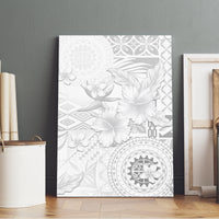 Samoa Siapo Pattern With White Hibiscus Canvas Wall Art LT05 - Polynesian Pride