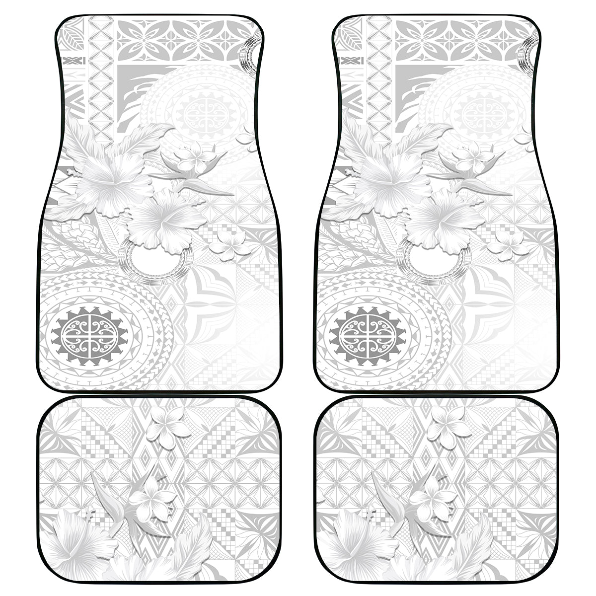Samoa Siapo Pattern With White Hibiscus Car Mats