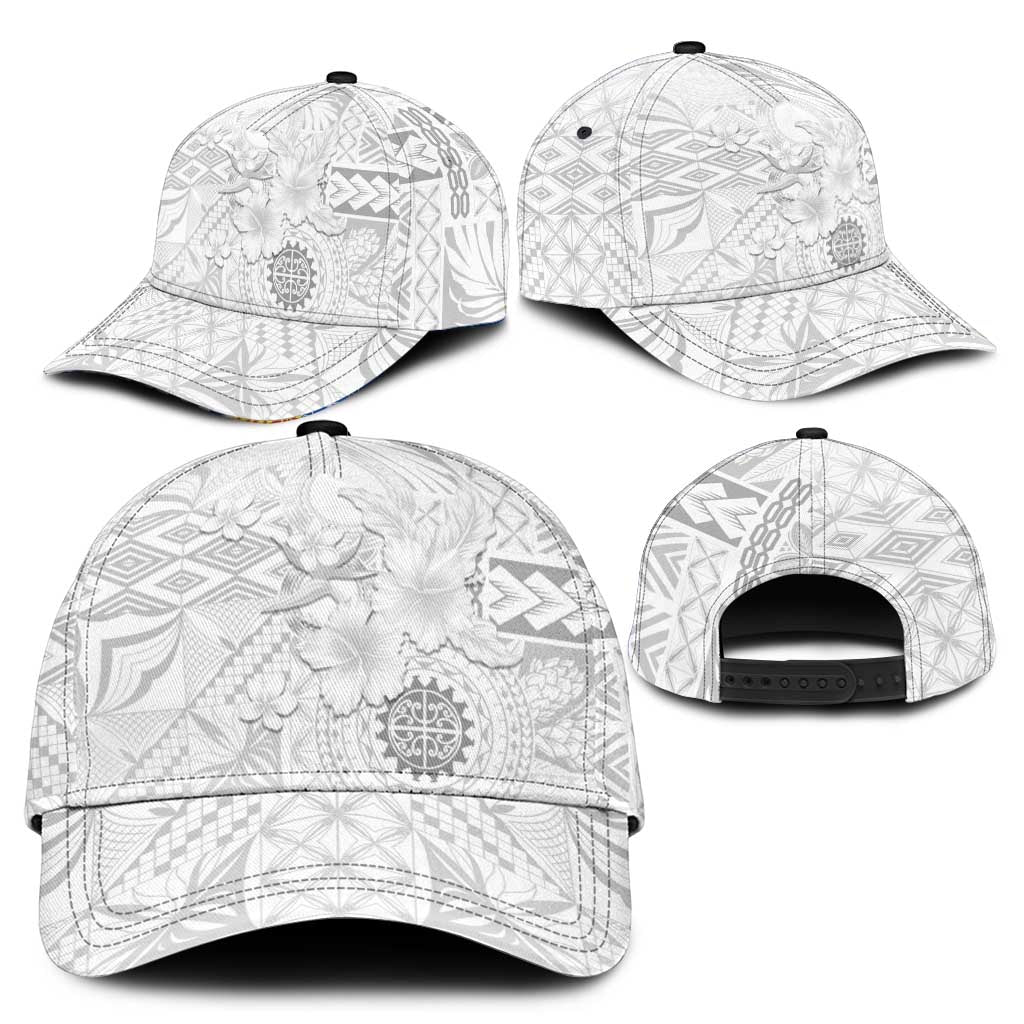 Samoa Siapo Pattern With White Hibiscus Classic Cap - Polynesian Pride