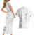 Samoa Siapo Pattern With White Hibiscus Couples Matching Short Sleeve Bodycon Dress and Hawaiian Shirt LT05 - Polynesian Pride