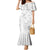 Samoa Siapo Pattern With White Hibiscus Family Matching Mermaid Dress and Hawaiian Shirt LT05 Mom's Dress White - Polynesian Pride