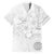 Samoa Siapo Pattern With White Hibiscus Family Matching Off Shoulder Maxi Dress and Hawaiian Shirt LT05 Dad's Shirt - Short Sleeve White - Polynesian Pride