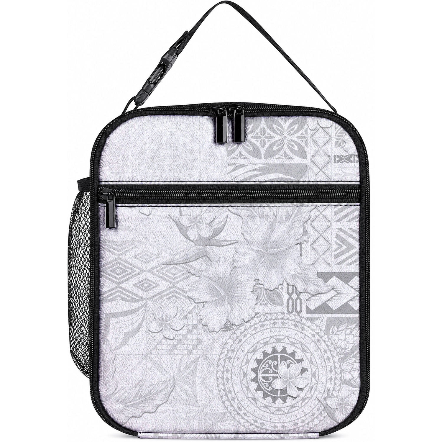 Samoa Siapo Pattern With White Hibiscus Lunch Bag