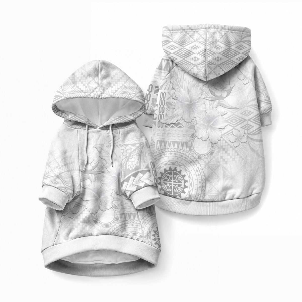 Samoa Siapo Pattern With White Hibiscus Pet Hoodie
