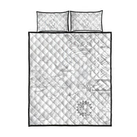 Samoa Siapo Pattern With White Hibiscus Quilt Bed Set