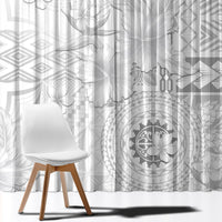 Samoa Siapo Pattern With White Hibiscus Window Curtain LT05 - Polynesian Pride