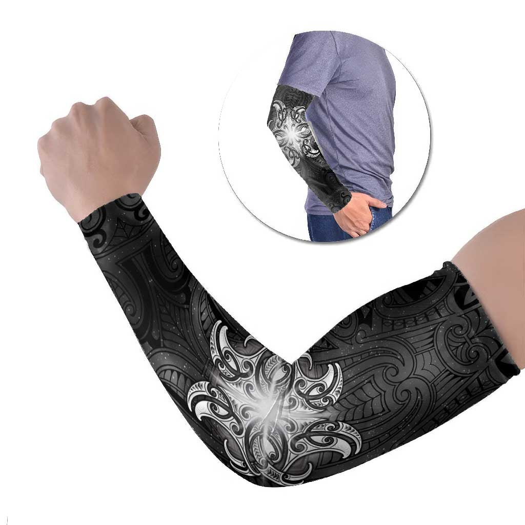 New Zealand Matariki Arm Sleeves Maori Moko Black Galaxy LT05 Set of 2 Black - Polynesian Pride