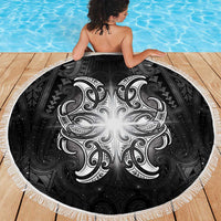 New Zealand Matariki Beach Blanket Maori Moko Black Galaxy