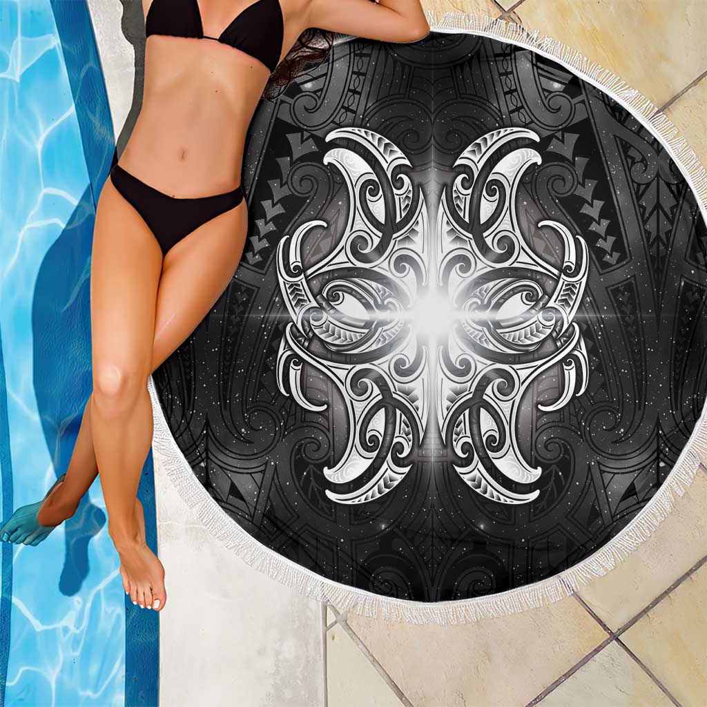 New Zealand Matariki Beach Blanket Maori Moko Black Galaxy