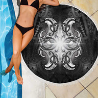 New Zealand Matariki Beach Blanket Maori Moko Black Galaxy