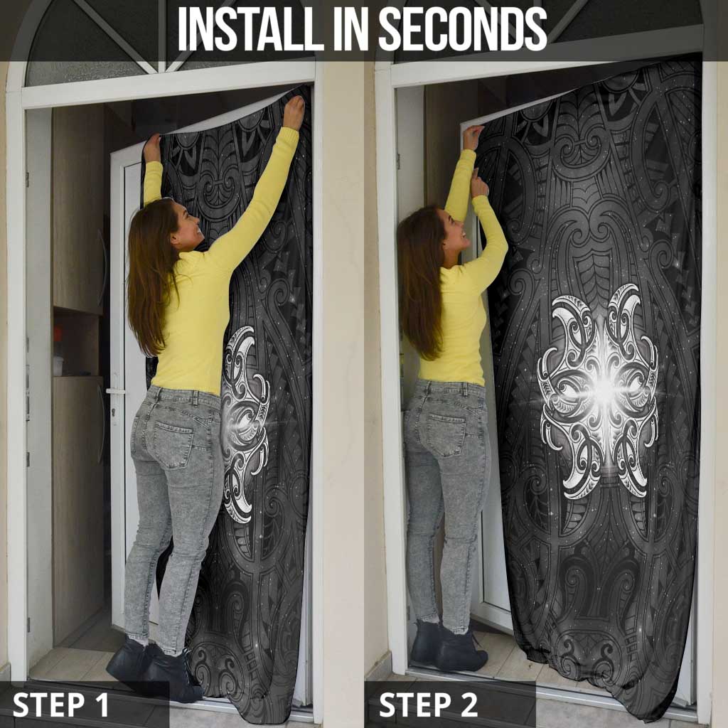 New Zealand Matariki Door Cover Maori Moko Black Galaxy
