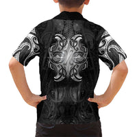 New Zealand Matariki Family Matching Short Sleeve Bodycon Dress and Hawaiian Shirt Maori Moko Black Galaxy LT05 - Polynesian Pride