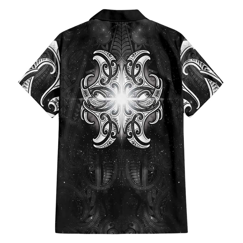 New Zealand Matariki Family Matching Short Sleeve Bodycon Dress and Hawaiian Shirt Maori Moko Black Galaxy LT05 - Polynesian Pride