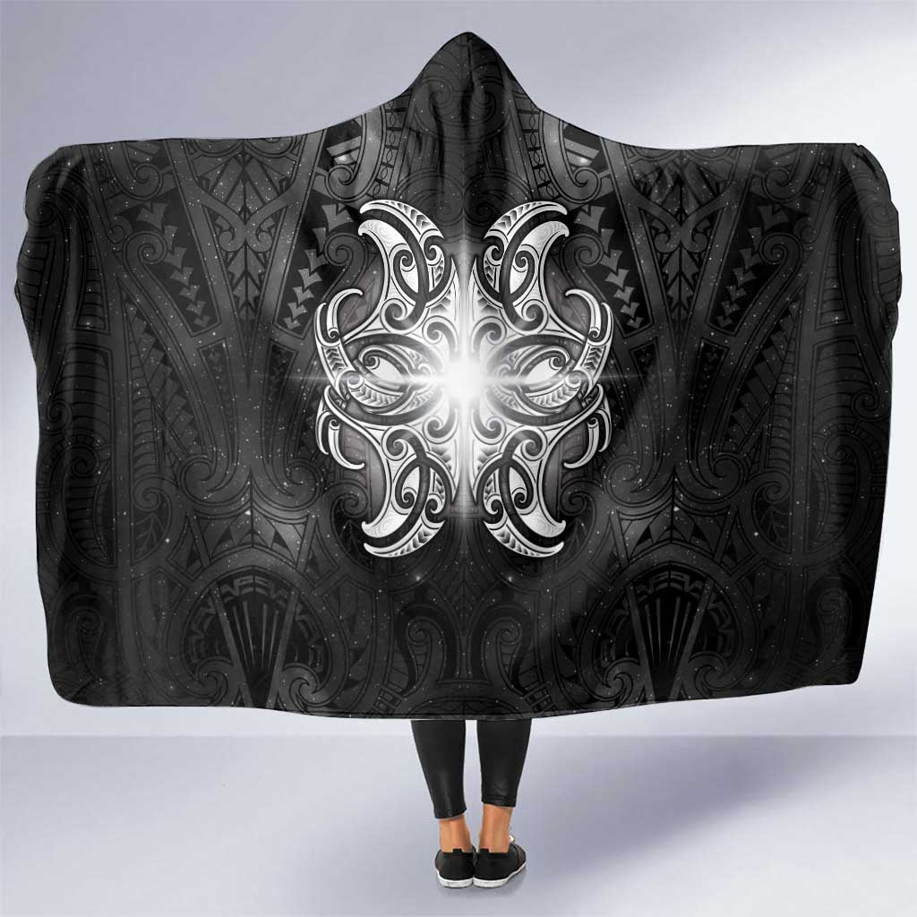 New Zealand Matariki Hooded Blanket Maori Moko Black Galaxy