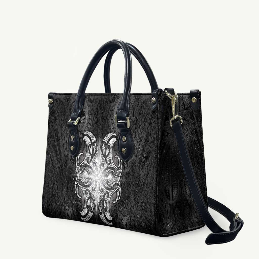 New Zealand Matariki Leather Bag Maori Moko Black Galaxy LT05 Black - Polynesian Pride