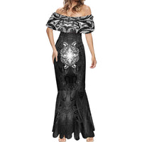 New Zealand Matariki Mermaid Dress Maori Moko Black Galaxy LT05 - Polynesian Pride