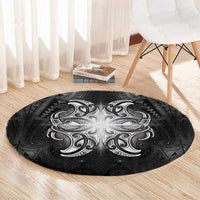 New Zealand Matariki Round Carpet Maori Moko Black Galaxy