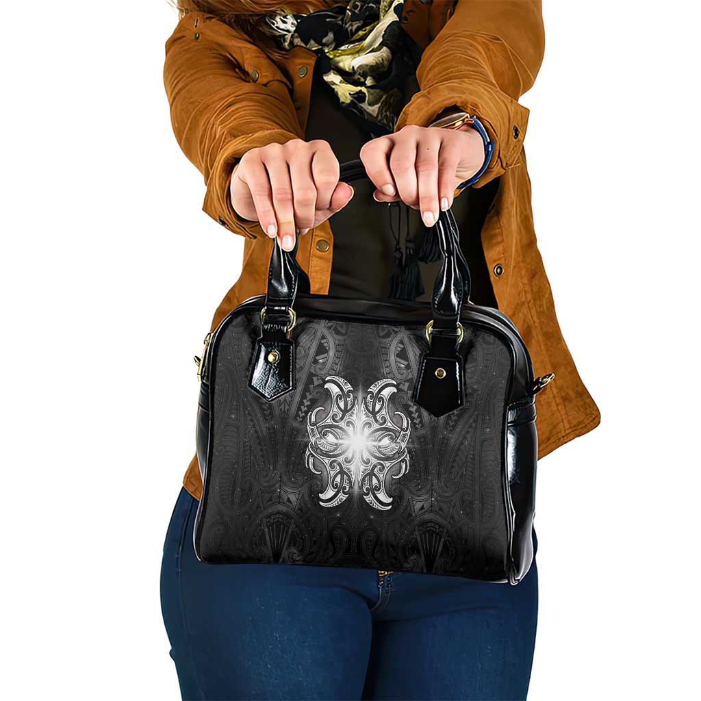 New Zealand Matariki Shoulder Handbag Maori Moko Black Galaxy LT05 One Size Black - Polynesian Pride