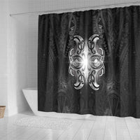 New Zealand Matariki Shower Curtain Maori Moko Black Galaxy