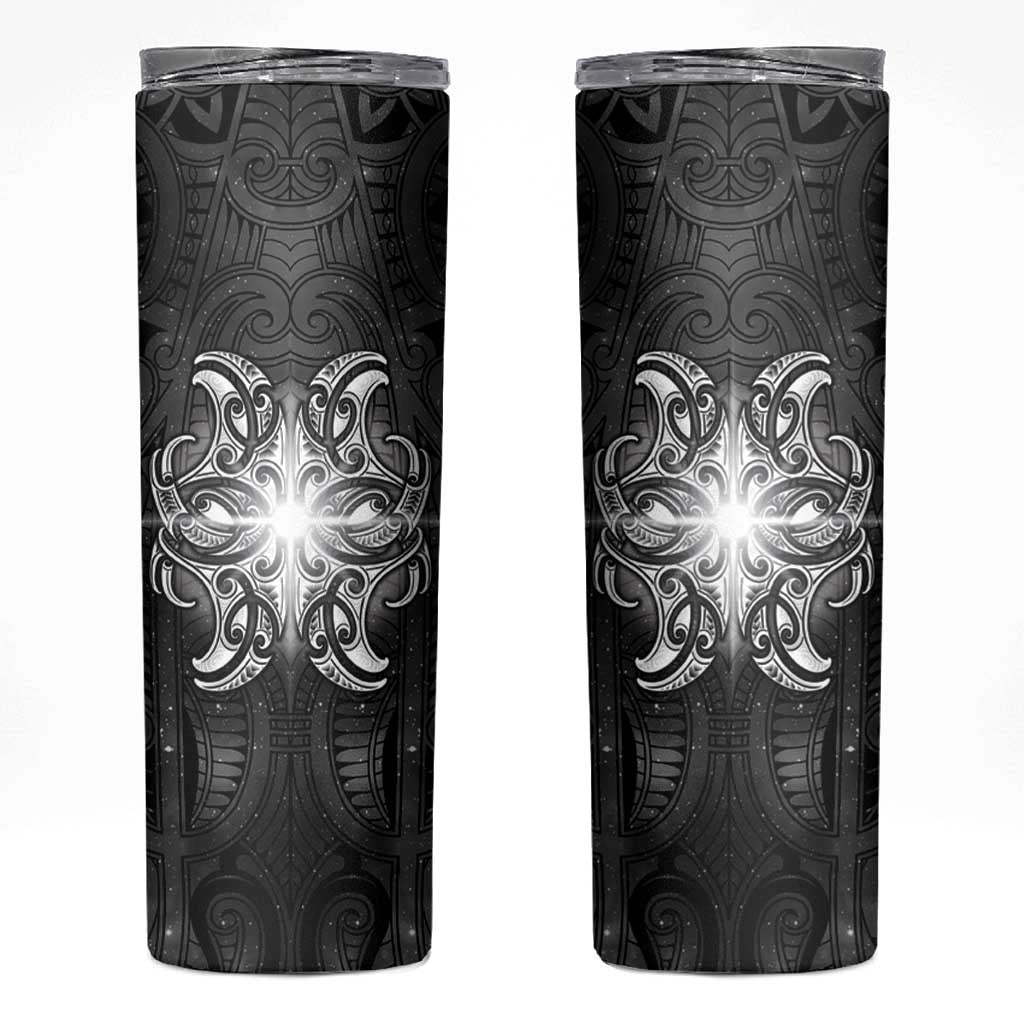 New Zealand Matariki Skinny Tumbler Maori Moko Black Galaxy LT05 Black - Polynesian Pride