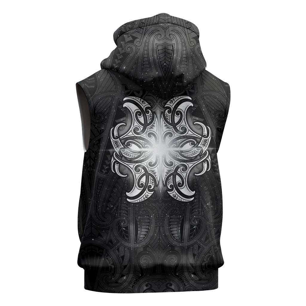 New Zealand Matariki Sleeveless Hoodie Maori Moko Black Galaxy LT05 - Polynesian Pride