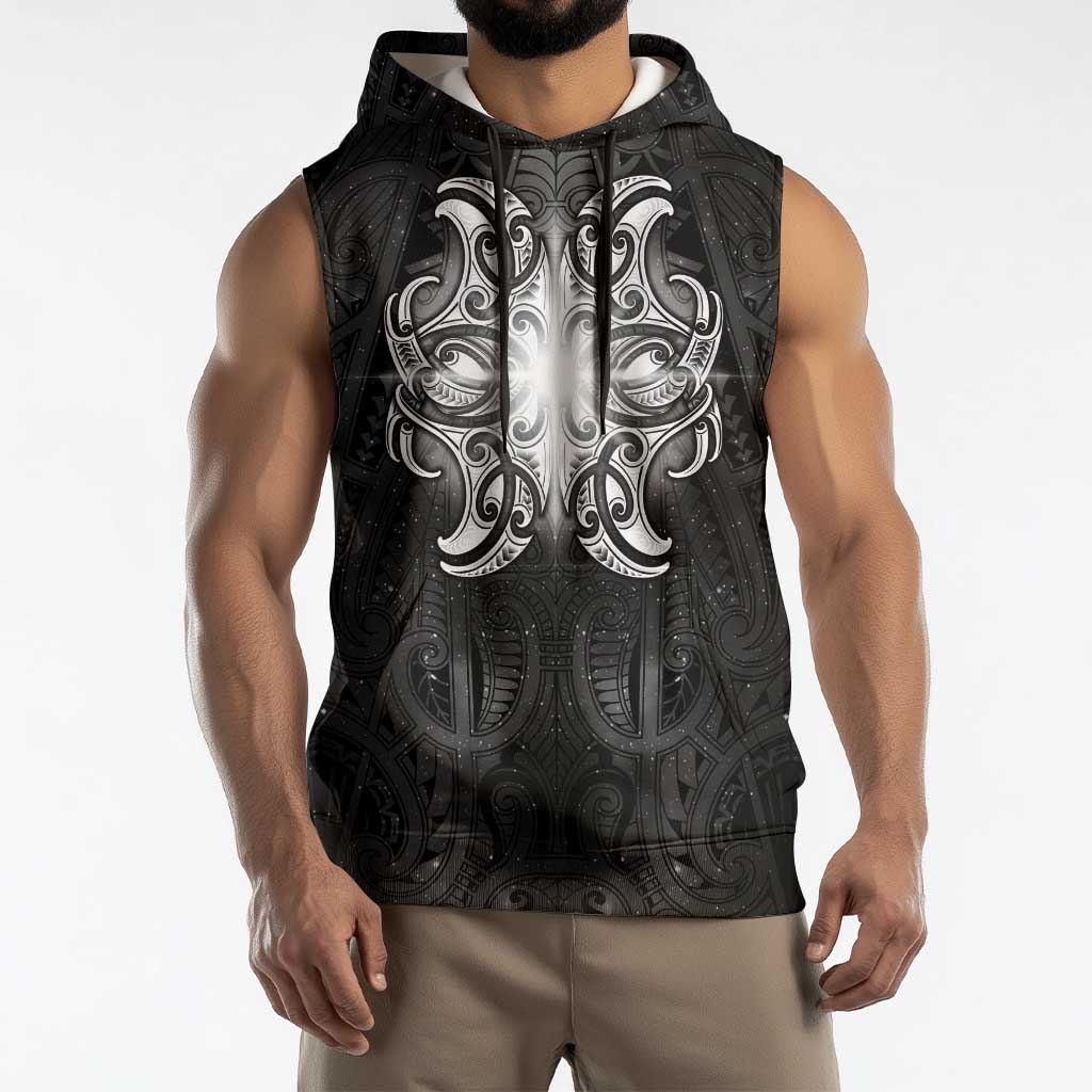 New Zealand Matariki Sleeveless Hoodie Maori Moko Black Galaxy LT05 - Polynesian Pride