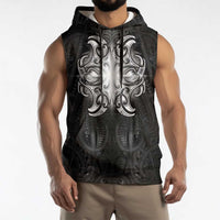 New Zealand Matariki Sleeveless Hoodie Maori Moko Black Galaxy LT05 - Polynesian Pride