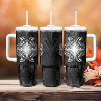 New Zealand Matariki Tumbler With Handle Maori Moko Black Galaxy