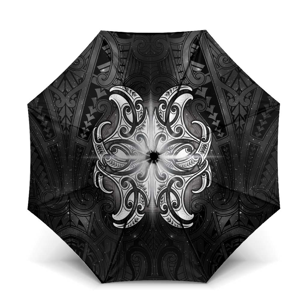 New Zealand Matariki Umbrella Maori Moko Black Galaxy LT05 One Size Folded 11.42 inch Opened Diameter 37.4 inch Black - Polynesian Pride