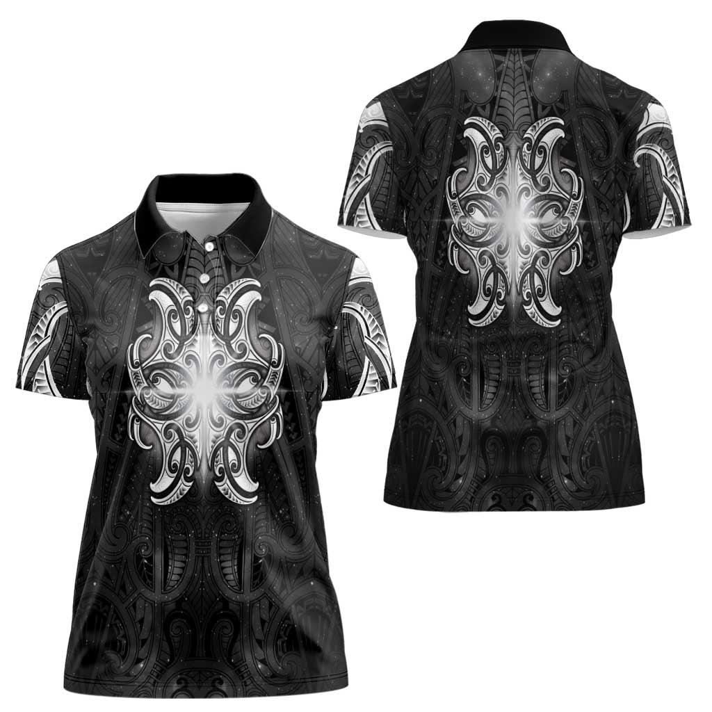 New Zealand Matariki Women Polo Shirt Maori Moko Black Galaxy LT05 - Polynesian Pride