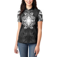 New Zealand Matariki Women Polo Shirt Maori Moko Black Galaxy LT05 - Polynesian Pride