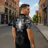 New Zealand Matariki Zipper Polo Shirt Maori Moko Black Galaxy LT05 - Polynesian Pride