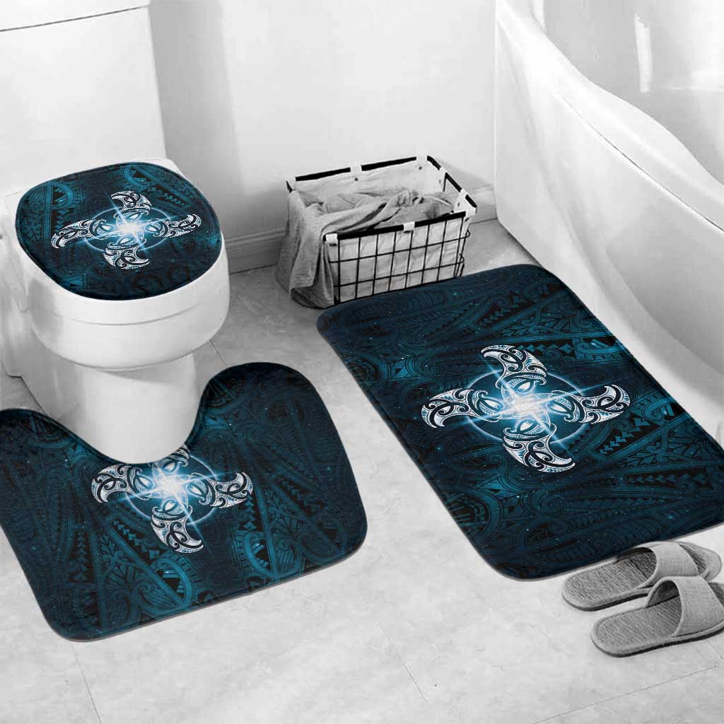 New Zealand Matariki Waita Bathroom Set Maori Moko Dark Blue Galaxy LT05 Mat Set Only (3 pcs) One Size Blue - Polynesian Pride