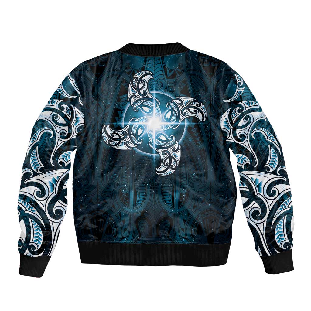 New Zealand Matariki Waita Bomber Jacket Maori Moko Dark Blue Galaxy