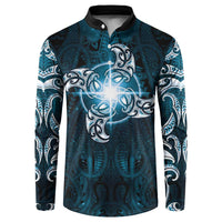 New Zealand Matariki Waita Button Sweatshirt Maori Moko Dark Blue Galaxy
