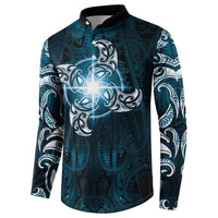 New Zealand Matariki Waita Button Sweatshirt Maori Moko Dark Blue Galaxy