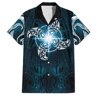 New Zealand Matariki Waita Family Matching Long Sleeve Bodycon Dress and Hawaiian Shirt Maori Moko Dark Blue Galaxy LT05 Dad's Shirt - Short Sleeve Blue - Polynesian Pride