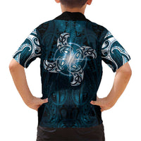 New Zealand Matariki Waita Family Matching Off Shoulder Short Dress and Hawaiian Shirt Maori Moko Dark Blue Galaxy LT05 - Polynesian Pride