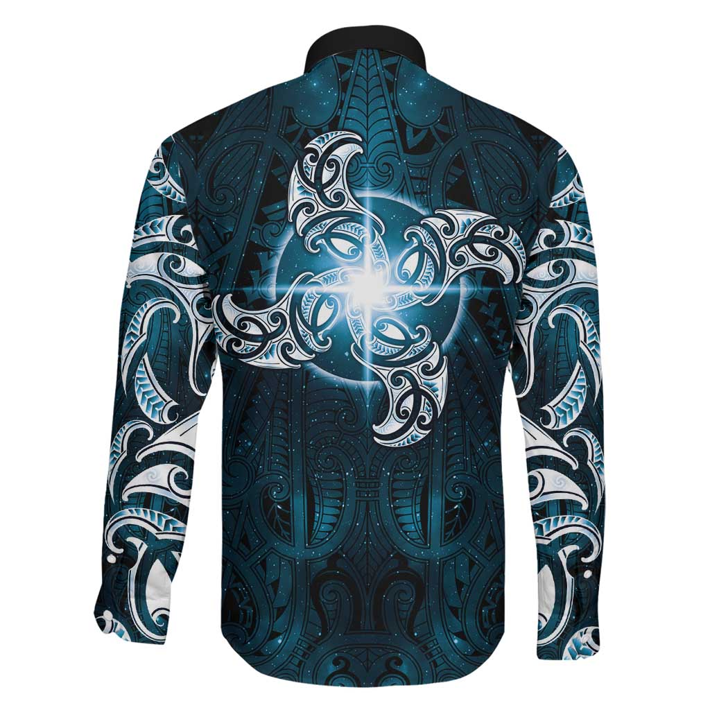 New Zealand Matariki Waita Family Matching Off Shoulder Short Dress and Hawaiian Shirt Maori Moko Dark Blue Galaxy LT05 - Polynesian Pride